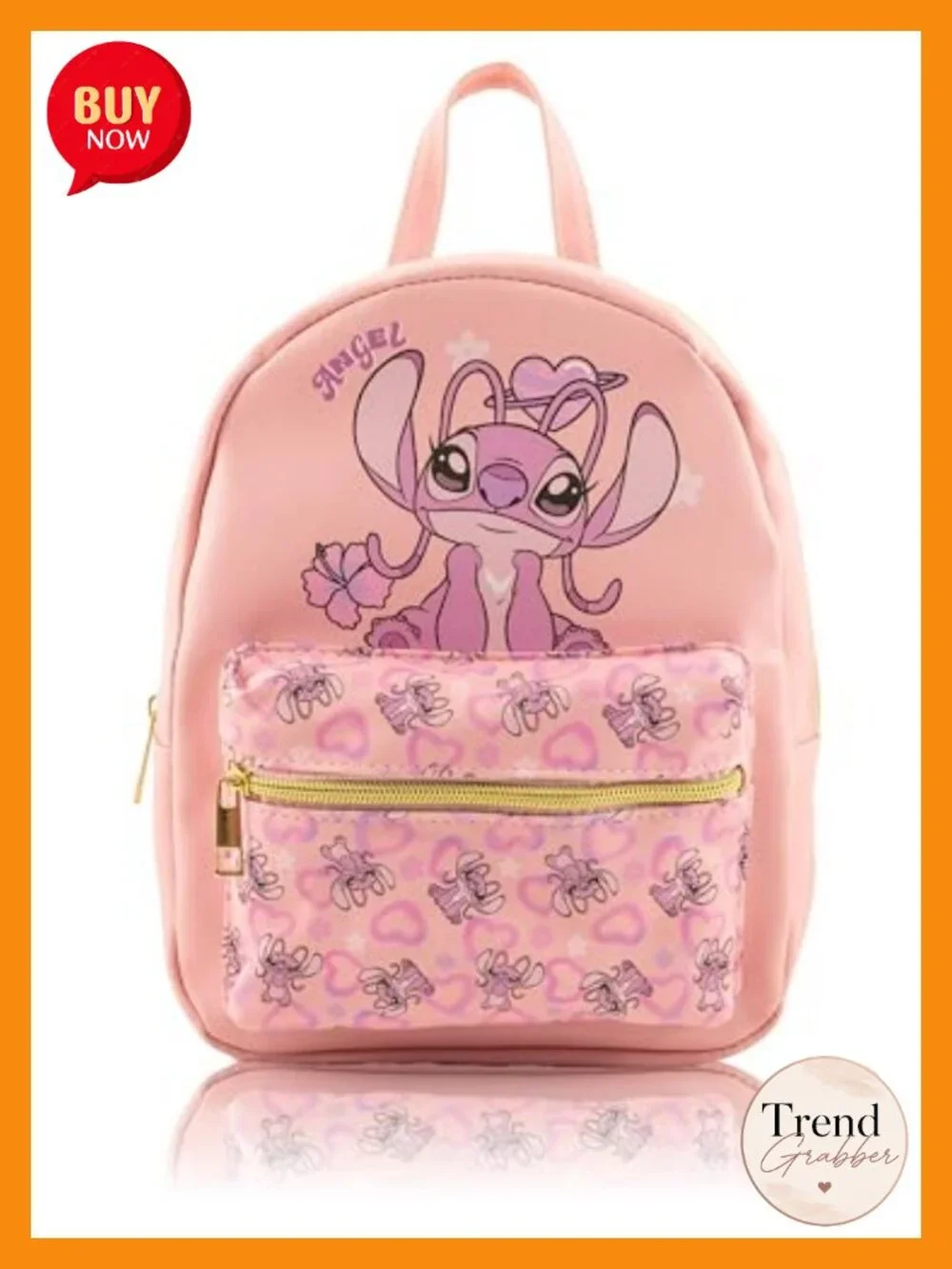 Disney Lilo & Stitch Angel Mini Backpack, PU Leather, Adjustable Straps